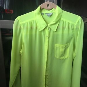 Neon yellow sheer blouse -GUESS size M