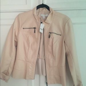 Nude colored faux leather jacket- brand new