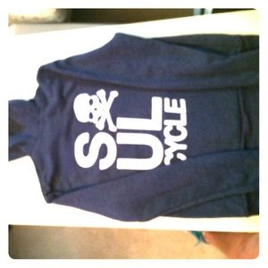 SoulCycle Heather blue hoodie w logo- never worn!