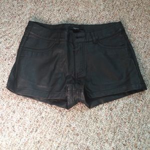Black leather shorts
