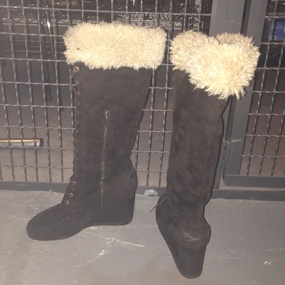 Mui mui brown suede real fur lined snow boots - Picture 2 of 3