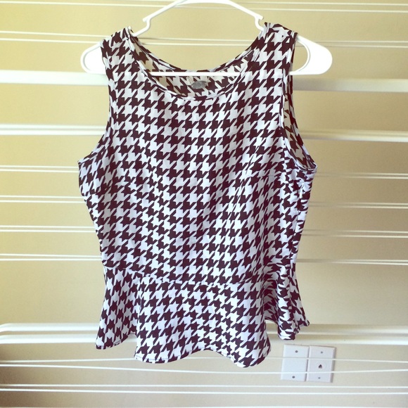 Houndstooth Peplum Blouse - Picture 1 of 2