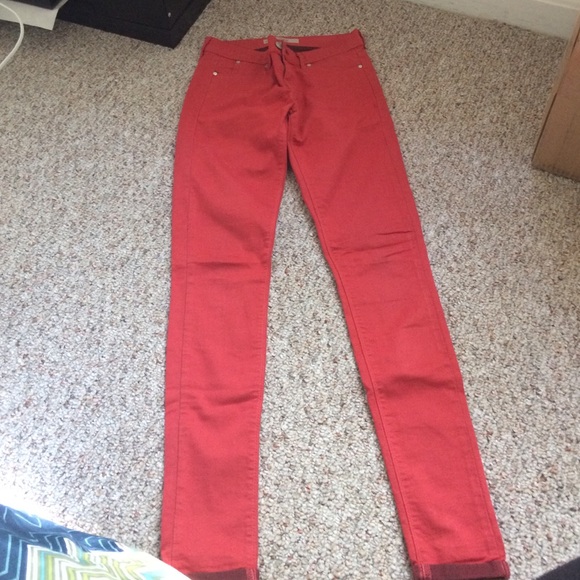 Red top shop skinny jeans
