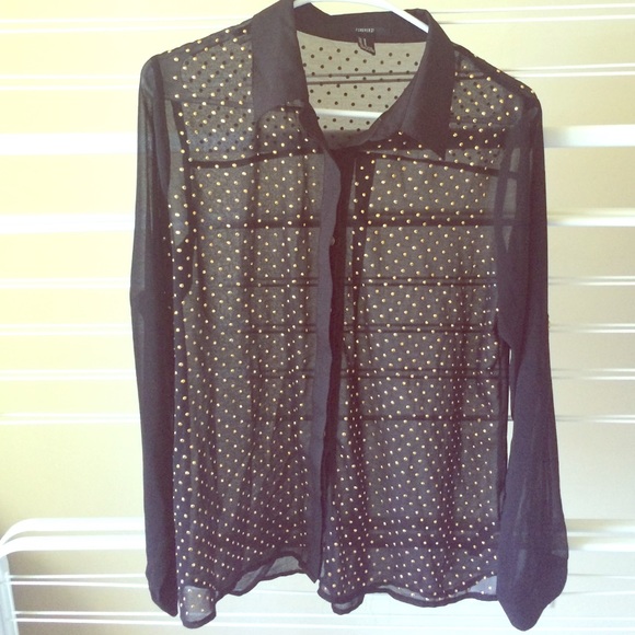 Sheer Black Studded Blouse