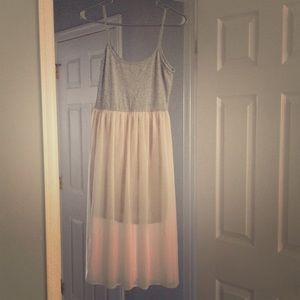 Grey tight dress with light pink overlay
