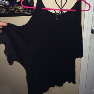 Black Top with Cut-Out Shoulders