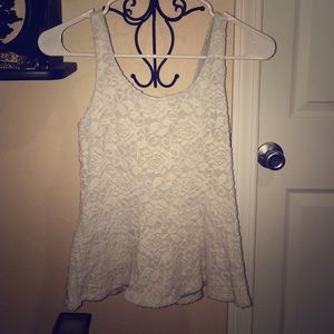 White Lacey Peplum Top