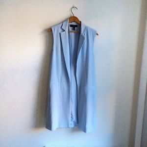 Baby blue duster coat/long vest