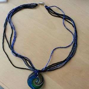 Blue and Black Necklace with pendant