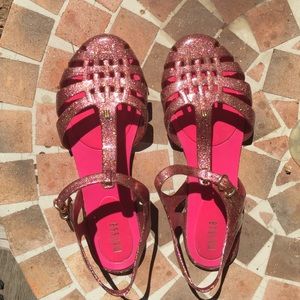 Glittery "jelly" shoes.