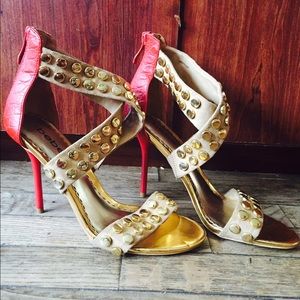 Red/Tan\Gold Bebe heels