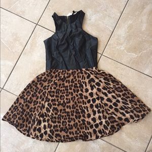 Pleather and cheetah print dress. NWT!