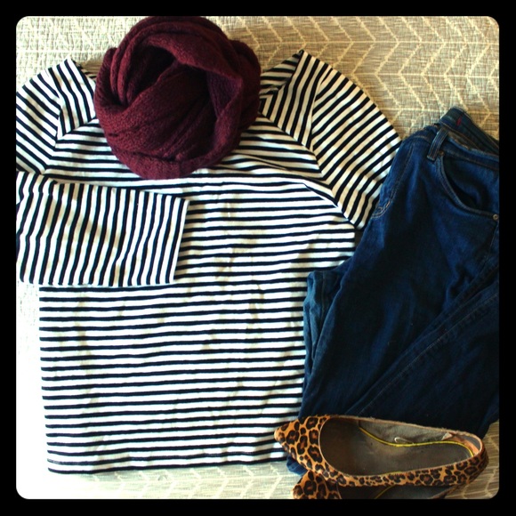 Boat neck striped shirt