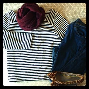 Boat neck striped shirt