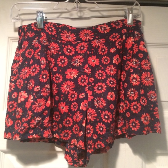 Red floral shorts