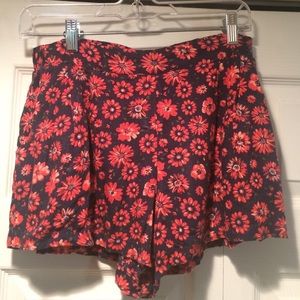 Red floral shorts