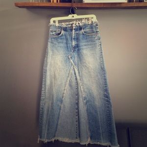 Full length denim skirt