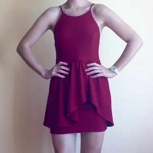 flowing wine pique dress