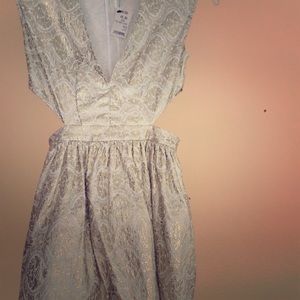 Plunging Cutout Foil Dress