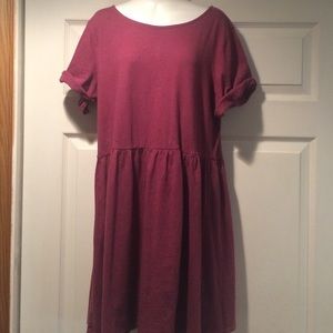 Bergundy cotton short sleeve dress