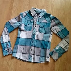 FOX flannel plaid long sleeve women's shirt