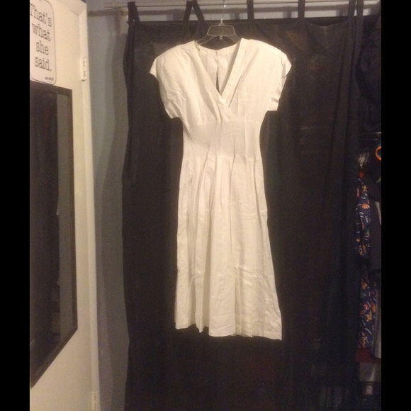 Vintage White Linen Dress