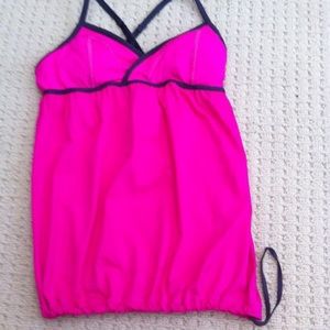 Lululemon hot pink drawstring tank with grey