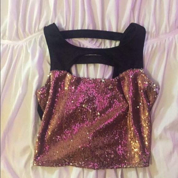 Bronze sequin crop top - Picture 1 of 2