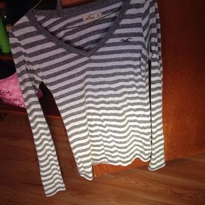 Grey and white striped shirt