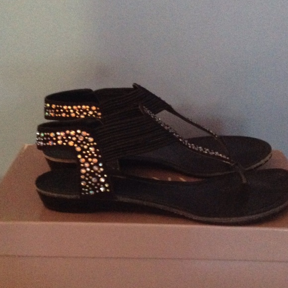 Bakers black rhinestone sandals