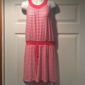 Coral striped romper