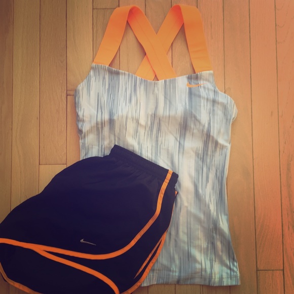 Nike Halter Top Tank with Built in Bra Blue/Orange