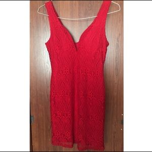 Red Foreign Exchange lace mini dress