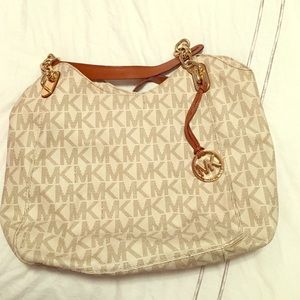 Michael kors Shoulder chain strap tan/white