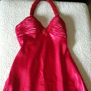 Pre loved Seductive Red Haltered Evening Gown