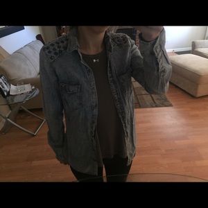 Light washed Embellished chambray top