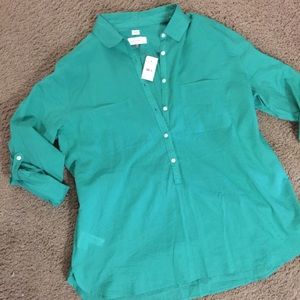 Loft - Sea Green Lightweight Tunic w/buttons