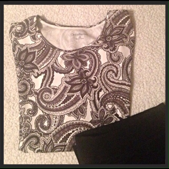 Croft & Barrow Tops - Black and white floral top lowest price Plus Size