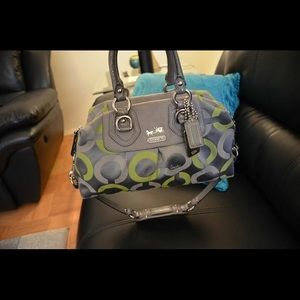 Coach leather lime green/gray Sabrina purse