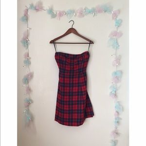 strapless flannel dress