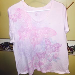 Pink butterfly tee