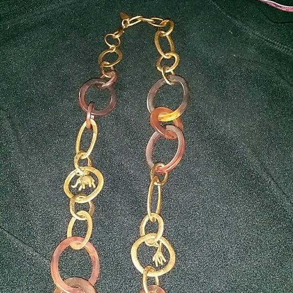 Tortoise and brass 30" necklace