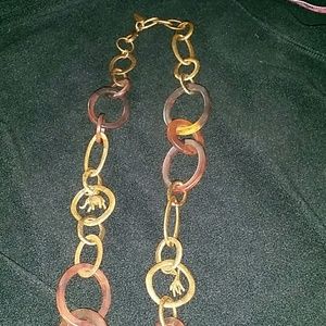 Tortoise and brass 30" necklace