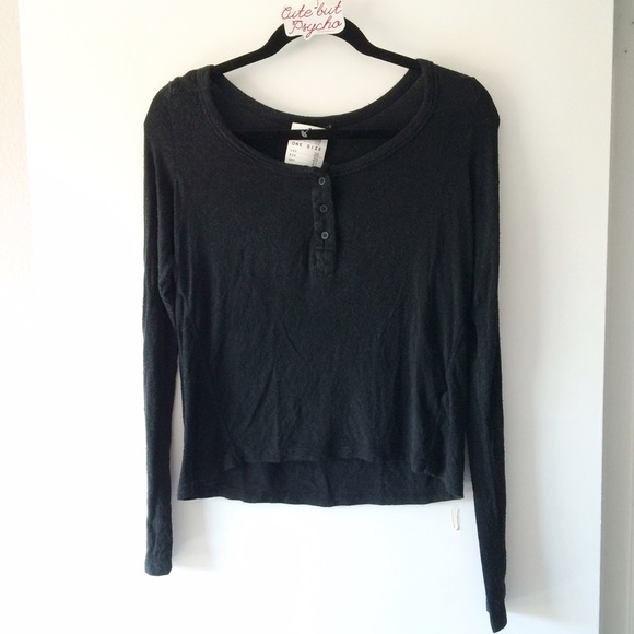 Brandy Melville Tops - BNWT acid washed black Henley top