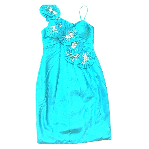 Teal Cocktail Dress with Sequence - Picture 1 of 3