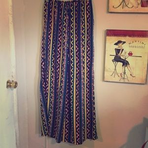 Bright tribal print wide leg pants