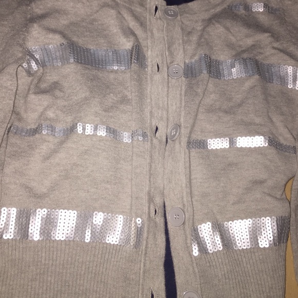 Gray, sequin striped cardigan! ✨ - Picture 2 of 3