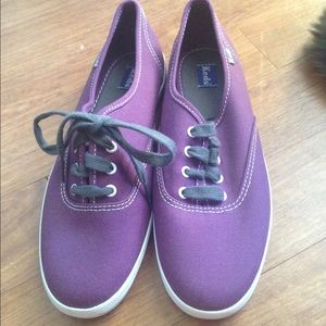 Purple Keds with gray laces