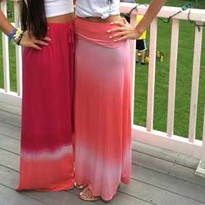 Pink Dip Dye Fold Over Maxi