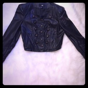 Crop leather jacket